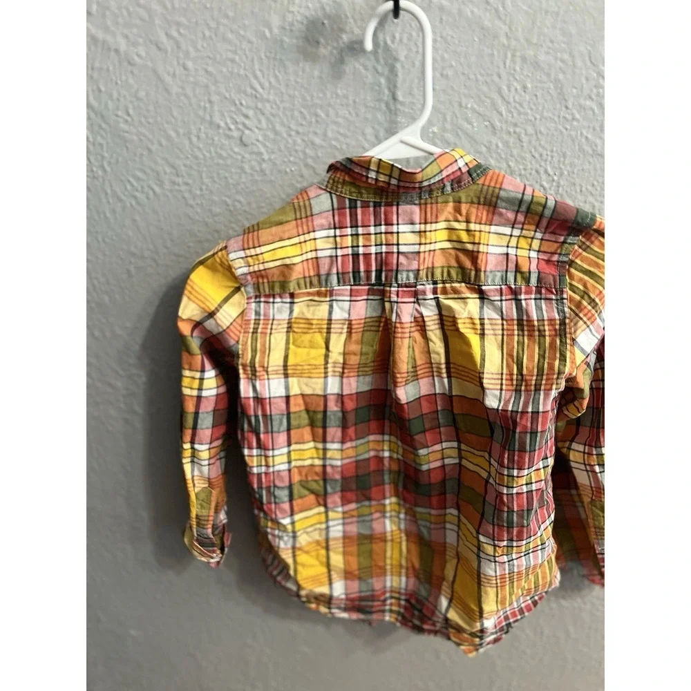 Boys Ralph Lauren blue yellow Plaid  long sleeve Button Up‎ size 7